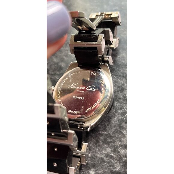 Vtg Kenneth Cole New York Womens Watch Chronograph Swiss Movement Mother Of Pear - Picture 5 of 10